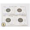 Image 1 : 5)  LOT OF 4  FRENCH 5 CENTINE COINS, 1917, 1918,