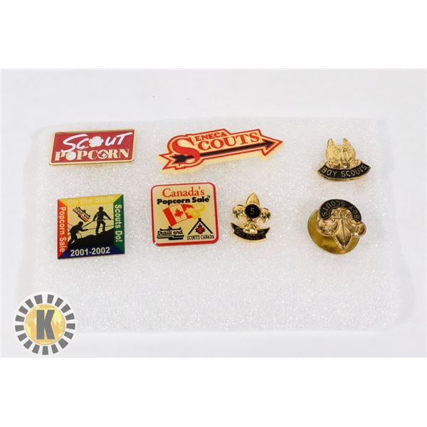 1)  LOT OF 7 VINTAGE SCOUT CANADA LAPEL PINS
