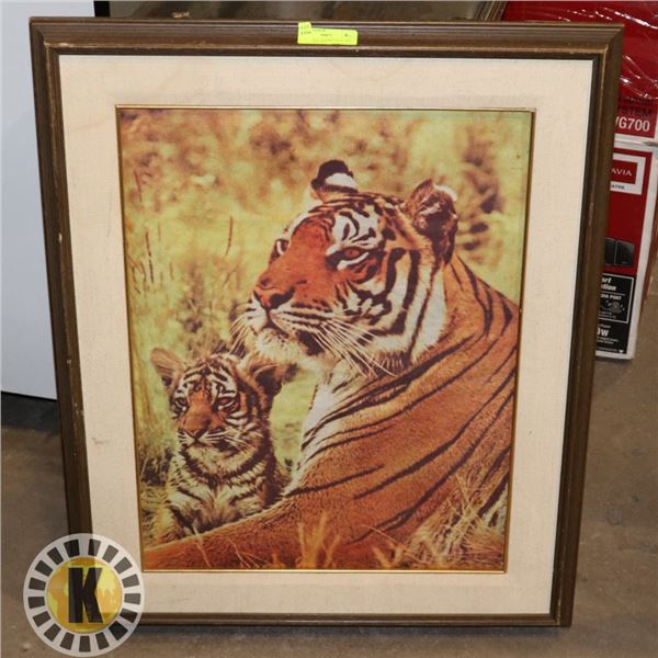 32.5" BY 26.5" CLOTHED WALL ART- TIGRESS AND CUB