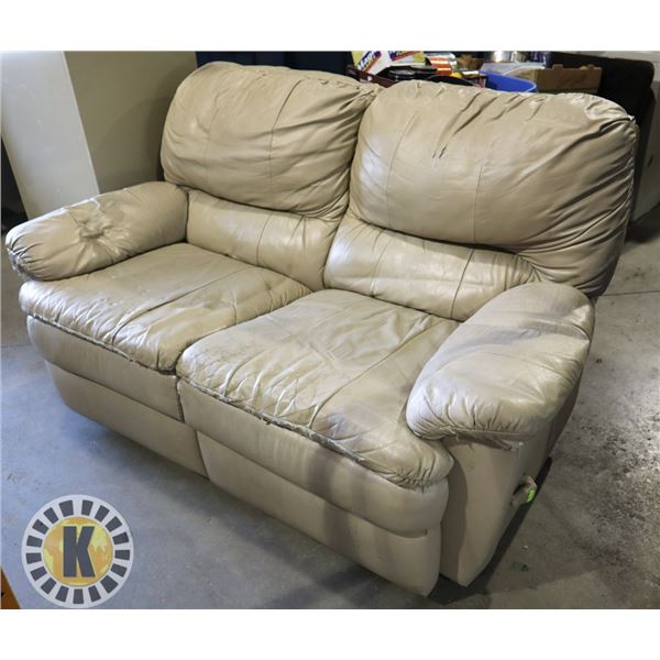 ESTATE LIGHT BROWN COUCH 30" BY 36" BY 62''