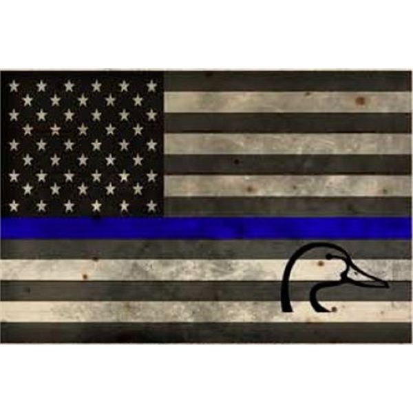 Thin Blue Line Wood Flag