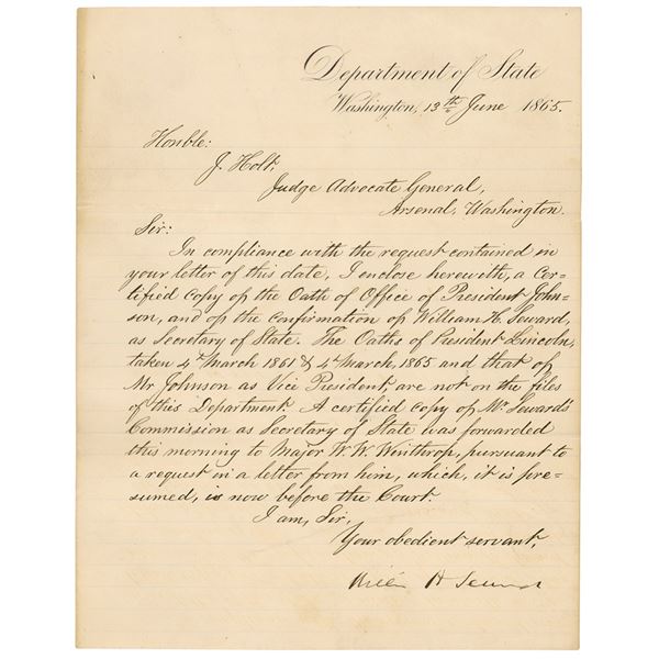 William H. Seward Letter Signed