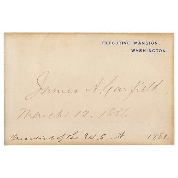 James A. Garfield Signed White House Card