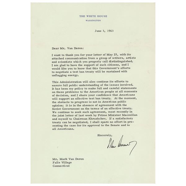John F. Kennedy Typed Letter Signed as President