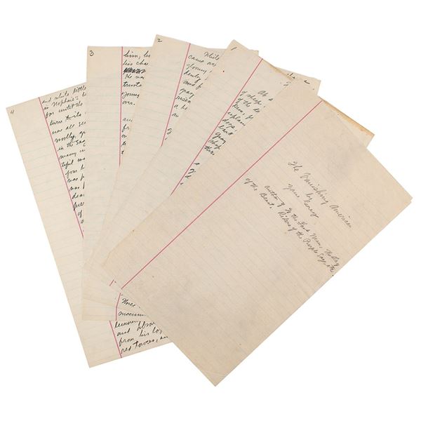 Zane Grey Handwritten Manuscript for 'The Vanishing American'