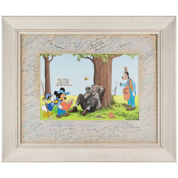 Walt and Roy Disney Signed Retirement Card, with Over 230 Walt Disney Studios Employees