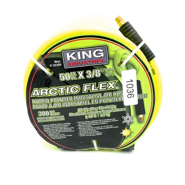 King Industrial Arctic Flex Hybrid Polymer Air Hose, 50 Ft x 3/8" Diameter, New