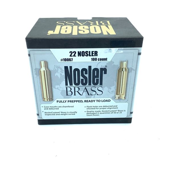 Nosler Brass 22 Nosler, 100 Ct, New