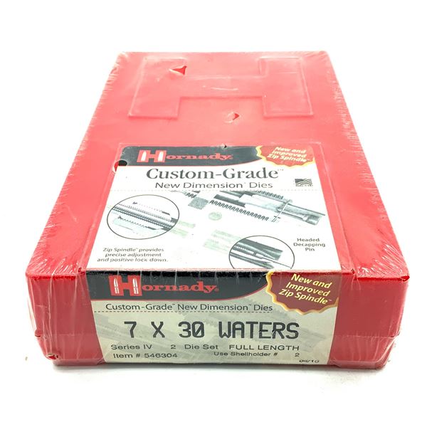 Hornady 7 x 30 Waters 2 Die Set, Series IV, Full Length, New