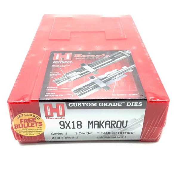 Hornady 9x18 Makarov 3 Die Set, Series II, Titanium Nitride, New