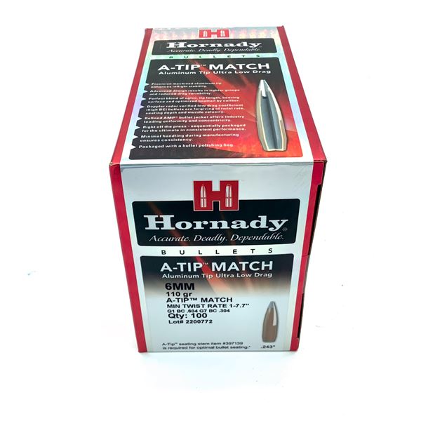 Hornady A-Tip Match 6mm Projectiles, 110 gr, 100 Count, New