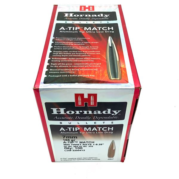 Hornady A-Tip Match 7mm Projectiles, 166 Gr, 100 Count, New