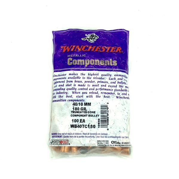 Winchester 40/ 10mm Projectiles, 180 gr, 100 Count, New