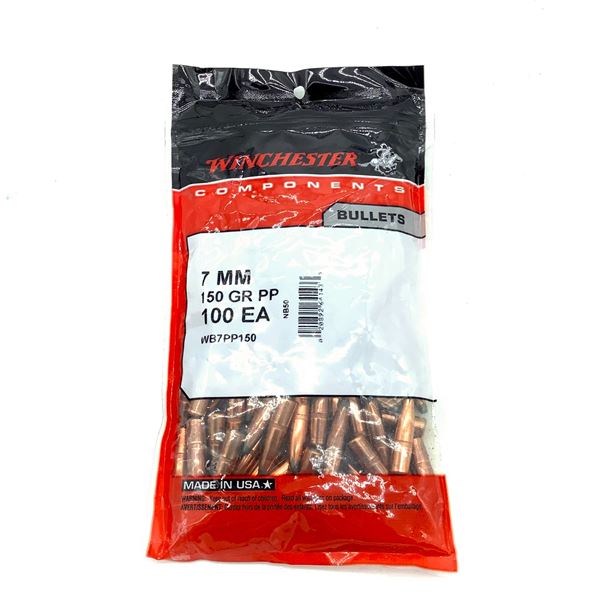 Winchester 7mm Projectiles, 150 gr PP, 100 Count, New