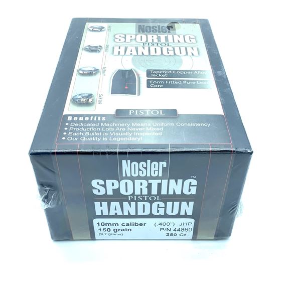 Nosler Sporting Handgun 10mm Caliber Projectiles, JHP, 150 gr, 250 Count, New