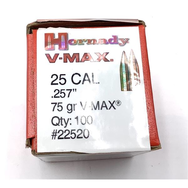 Hornady 25 Cal Projectiles, 75 gr V-Max - 80 Projectiles