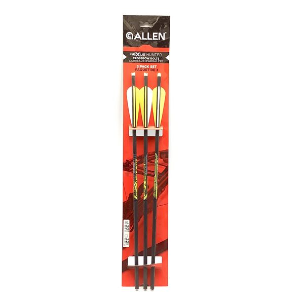 Allen Nexus Hunter 20" Crossbow Bolts, Yellow 3pk, New