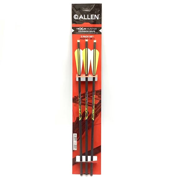 Allen Nexus Hunter 20" Crossbow Bolts, Yellow 3pk, New