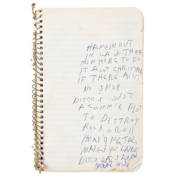 Arturo Vega's 1978-1980 Loft Notebook with Handwritten Lyrics by Joey Ramone