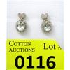 Image 1 : Sterling Silver Green Amethyst & Diamond Earrings