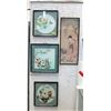 Image 1 : 3 Framed Asian Shell Art Pictures & 1 Print.
