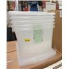 Image 1 : Case of 5 New 50 L Clear Storage Totes w/ Lids