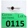 Image 1 : Sterling Silver Garnet & Diamond Solitaire Ring