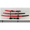 Image 1 : 3 Piece Replica Samurai Sword Set on Stand