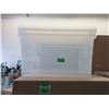Image 1 : Case of 5 New 50 L Clear Storage Totes w/ Lids