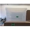 Image 1 : Case of 5 New 50 L Clear Storage Totes w/ Lids