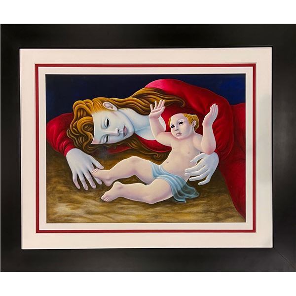 Alfonso Arana lithograph "Maternidad En Rojo"