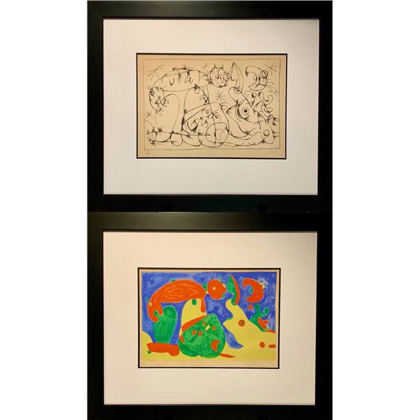 Joan Miro, (2) Hand Signed and Numbered lithographs