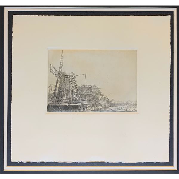 Rembrandt van Rijn, etching, "The Windmill"