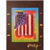 Image 2 : Peter Max, original mixed media, "Flag With Hearts"