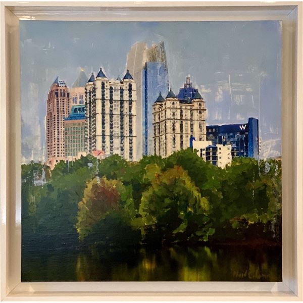 Plaid Columns, Mixed Media on Panel, "Midtown Atlanta"