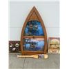 Image 8 : METAL SIGNS AND WOODEN BOAT PICTURE