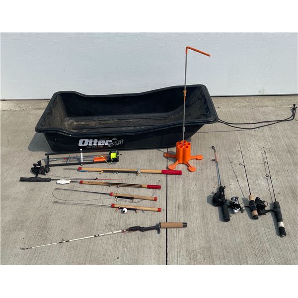 OTTER SPORT SLED AND ICE FISHING POLES