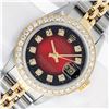 Image 1 : Rolex Ladies 2 Tone Red Vignette VS Diamond Datejust Wristwatch