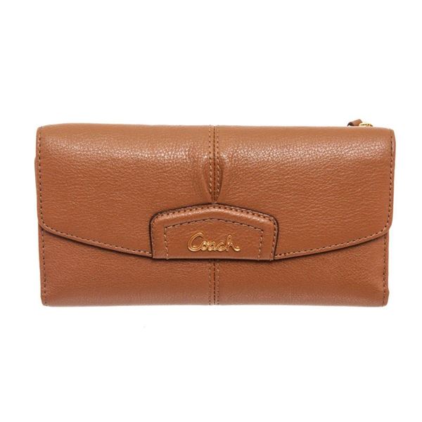 Coach Brown Leather Ashley Checkbook Wallet