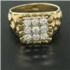 Image 7 : Mens 14K Two Tone Gold Nugget Design .90 ctw Round BRILLIANT Diamond Cluster Rin