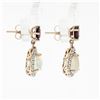 Image 5 : 14K Gold 1.7 ctw Rhodolite Garnet Diamond & Pear Shaped Opal Drop Dangle Earring