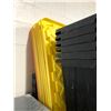 Image 2 : Group of 6 heavy black plastic w/yellow lids 102 litre tough totes
