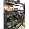 Image 1 : Approx. 7 1/2' across x 6' Tall black metal shelf racking unit - 5 mesh deck shelf sections adjustab