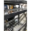 Image 1 : Approx. 7 1/2' across x 6' Tall black metal shelf racking unit - 5 mesh deck shelf sections adjustab