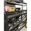 Image 2 : Approx. 7 1/2' across x 6' Tall black metal shelf racking unit - 5 mesh deck shelf sections adjustab