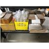 Image 1 : Shelf of food packaging - assorted cake boxes/cups w/lids/etc...