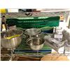 Image 1 : Shelf lot of assorted cooking items - strainer/ stainless mixing bowls/ cheese grater/ 6 small 3pc s