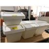 Image 1 : Group of 4 white plastic stackable dry ingredient storage bins
