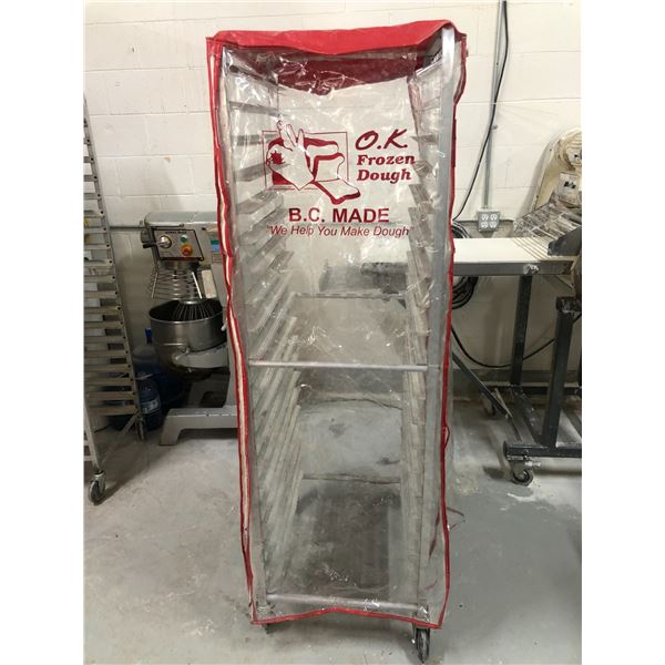 Aluminum bakers rolling rack w/ plastic cover