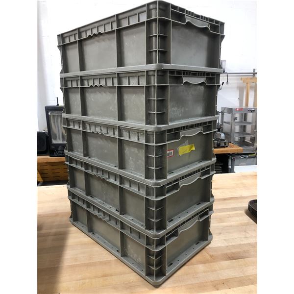 Group of 5 grey plastic dough bin